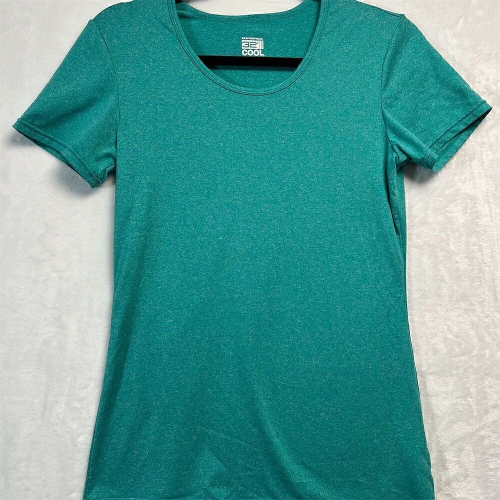 Weatherproof 32 Degrees Women's Scoop Neck Tee M Turquoise Short Sleeve Casual